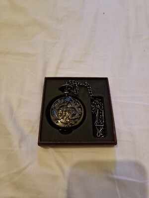 ManCh Da Oriental Dragon Bird Cut Out Pocket Watch Automatic