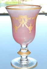 Arte Italica AIZ3 Pink Alabaster Gold Wreaths/Swags 6 1/2” Water Goblet Italy