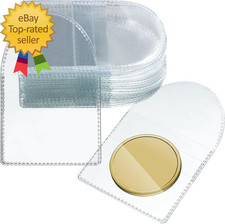 50 Pcs Single Pocket Coin Sleeves Collector Individual Clear Plastic Sleeves