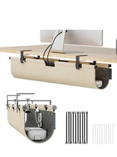 No Drill Under Desk Cable Management Tray, 30" Felt Cord Organizer  Clamp or...