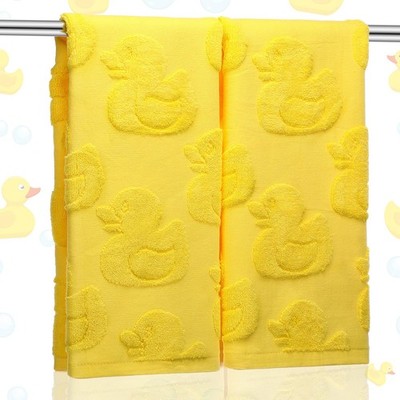 2 Pcs Rubber Ducky Hand Towels for Bathroom Yellow Duck Jacquard Weave 100% C...