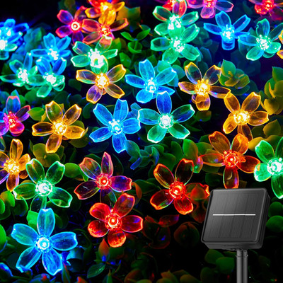 60 LED Flower Solar String Lights Outdoor Waterproof for Garden Patio Yard