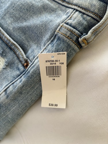 New High-Rise Button-Fly OG Straight Ripped Jean Shorts 5in Inseam size 16 - Picture 5 of 6