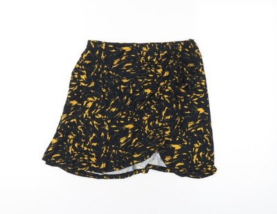 Asos Damen A-Linien-Rock schwarz geometrisches Muster Viskose Größe 10
