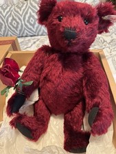 Steiff Dew Drop Rose Dark Red Teddy Bear Large 1999 MPN 665844