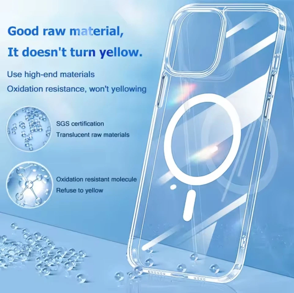 Cover MagSafe per iPhone 7 8 X 11 12 13 14 15 16 – Custodia trasparente magnetic - Immagine 3 di 4