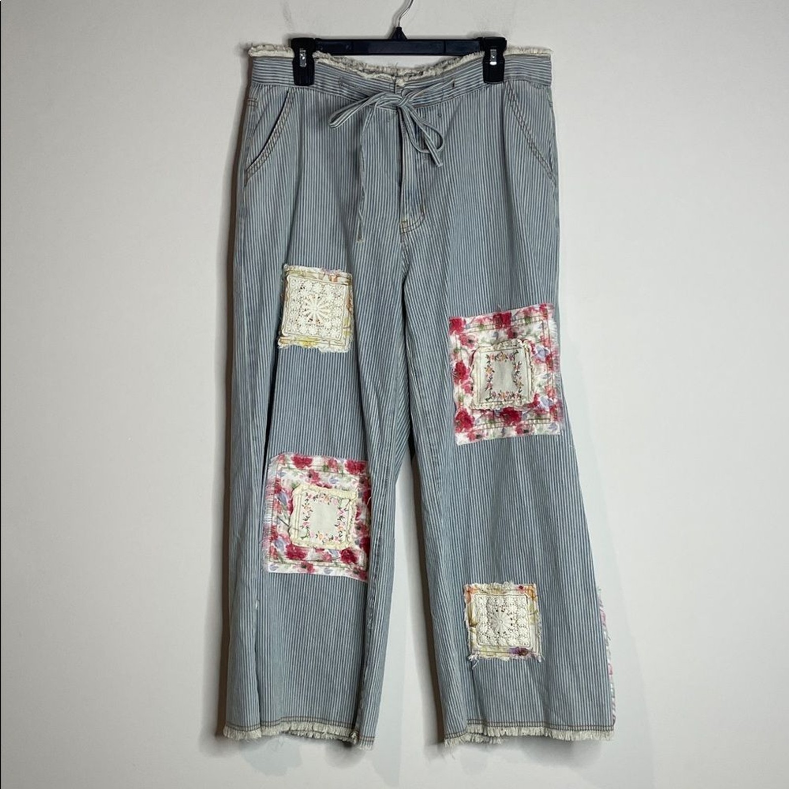 POL Pinstripe Draw String Patch Wide Leg Pants Si… - image 1