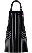 Chef Aprons for Women Men - Black/White Pinstripe White/Black1