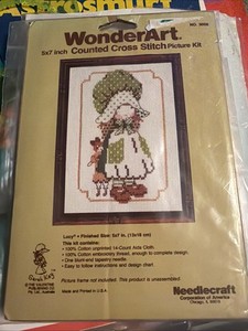 Vintage WonderArt 5x7 Inch Counted Cross Stitch Picture Kit #5056 Lucy New