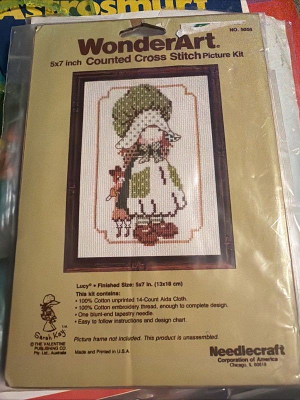 Vintage WonderArt 5x7 Inch Counted Cross Stitch Picture Kit #5056 Lucy New