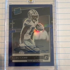 Panini 2020 Donruss Optic CeeDee Lamb #156 Rated Rookie Auto Blue /75