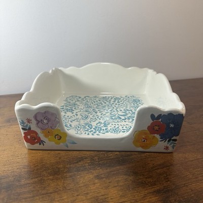 The Pioneer Woman Flea Market Floral Square 7.5'' Ceramic Napkin Box Holder