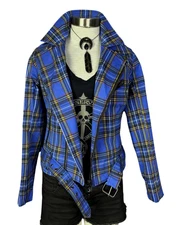 TRIPP ROYAL TARTAN PLAID PUNK ROCKER BIKER MOTORCYCLE WILD CHILD JACKET 