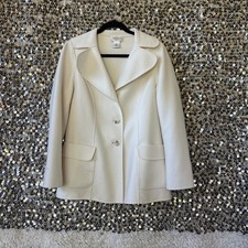 TALBOTS PETITE SINGLE FACED WOOL IVORY JACKET BLAZER 8P 10P