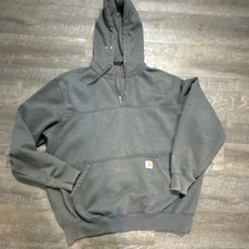 Carhartt Rain Defender 1/4 Zip Hooded Pullover Hoodie XL Gray Fleece