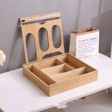 Bamboo Organizer for Drawer Compatible for Ziplock Food Storage Bag Organization