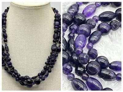 DTR Necklace Jay King Amethyst Purple Beads 3 Strand Signed DTR 925 China 19''