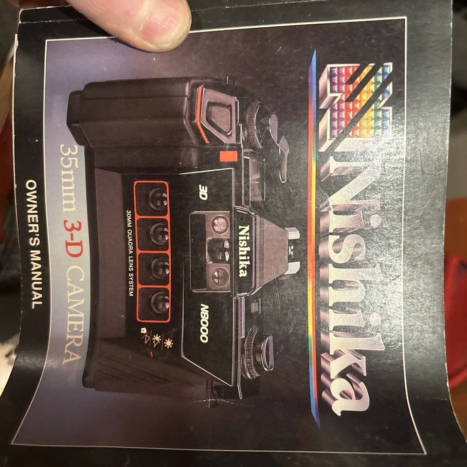 RARO NOS Nishika N8000 Cámara 3D Kit Completo Estuche Flash Impresiones Manuales COMO NUEVO Foto 2 de 4
