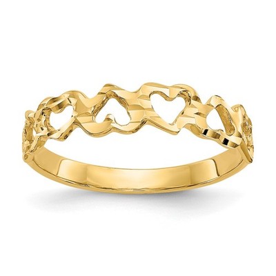 Echter 14K Gelbgold Herz Ring Gr:6; Damen & Herren