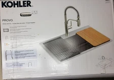 Kohler Provo Stainless Steel Kitchen Sink Kit Pull Down Spray Faucet 33x22x9 X22