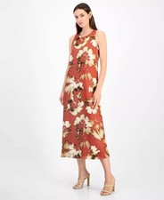Anne Klein Petite Printed Sleeveless Midi Dress Red 6 NWT $129