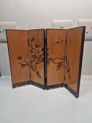 Vintage chinesische asiatische geschnitzte Holz 4 Platten klappbare Tischplatte Bildschirm Pingfeng