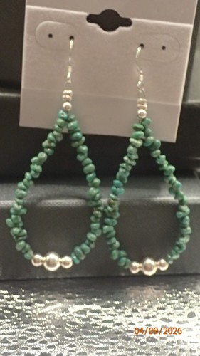 Chaco Canyon Navajo Indian Sterling Silver & Turquoise Nugget Dangle Earrings