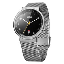 Braun Men's Watch BN0032 Classic with Silver Mesh Bracelet Black Dail