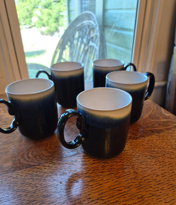 Denby Coffee Mugs Midnight Blue/ Frosty Edge