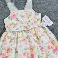 Bonnie Jean Dress Girls Size 10 White Pink Floral Lace Spring Sleeveless Party