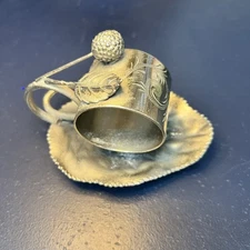 Vintage Barbour Silver Company Quadruple Plate Napkin Ring Leaf, Berry Ladybug