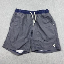 Vuori Kore Mens Shorts Large Blue Striped Athletic Performance Drawstring Active