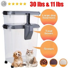 41 lbs Airtight Pet Food Container Dog  Cat Food Storage Bin Treat Box w/Scoop
