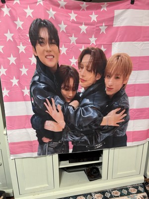 Stray Kids Tapestry, Pink American Flag Design,  55x50 Polyester Wall Hanging 