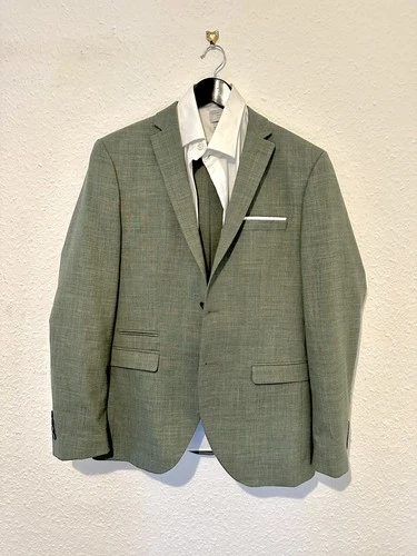 SELECTED HOMME Paulo Oliveira Green Linen Suit With Shirt 38R/40M/32R RRPÂ£250+