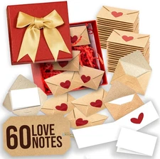 60 Blank Note Cards And Envelopes - Mini Envelopes With Blank Cards, Tiny Valent