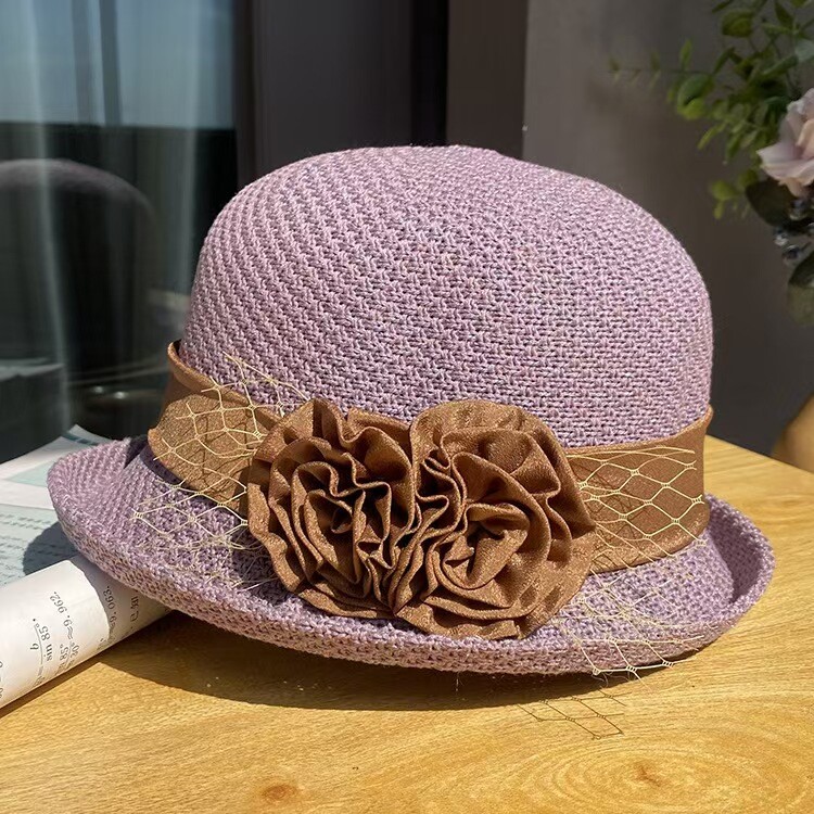 Crochet Bucket Hat for Women Wide Brim Handmade Beach Sun Hat  -image