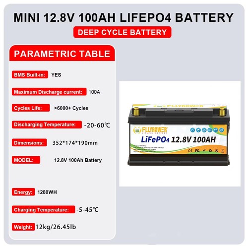 100AH LiFePO4 12V Lithium H190 Batterie 100A BMS 1280Wh Akku Solar Wohnmobile - Bild 4 von 19