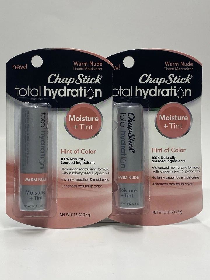 ChapStick Hidratación Total Hidratación Toque de Tinte Bálsamo Labial Cálido Desnudo 0.12 OZ Lote 2 Foto 2 de 4