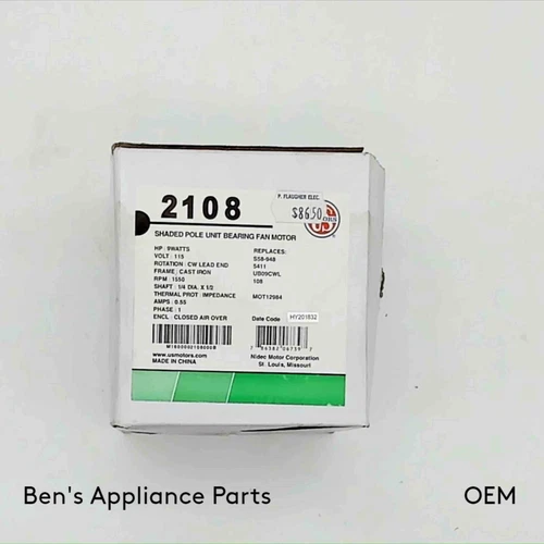 NEW OEM U.S. Motors 2108 9W Shaded Pole Unit Bearing Fan & Blower Motor J-007 M