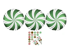 Set Of 3 Satin Luxe Green Candy Swirl 18'' Balloons Birthday Party Decorations