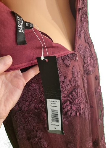 Badgley Mischka, Größe 10 US, Weinrot farbe, Neu Abendkleid, Langes Spitzenkleid - Bild 9 von 12