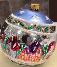 Glass Hand Painted Ornament Gold Glitter Christmas Ornament Decoration 3D