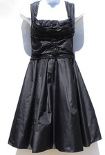 DOLCE & GABBANA Black Sequin Grosgrain Ruched Bust Pleated Skirt Dress LBD IT 42