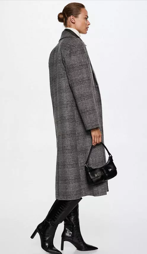 Grey check wool coat clearance