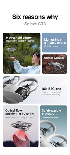 2025GT3 Mini RC Drone, Dual HD Camera, LED Lights, 360° Flip, Obstacle Avoidance - Picture 8 of 27