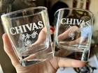 Set of 2 Chivas Scotch Rock Glasses Etched Logo NEW — photo 1
