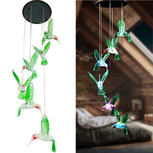 New Solar Wind Chime Colour Changing LED Light Hanging Hook Garden Ornament - Picture 5 of 26