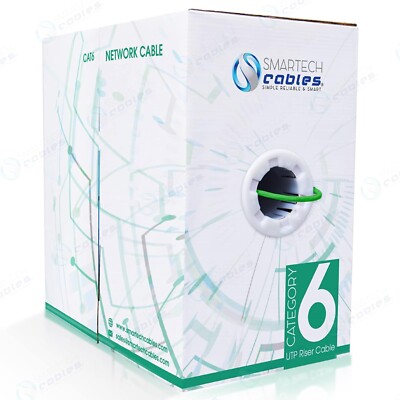 1000ft Cat6 Riser Cable Green   CMR, 23AWG UTP, 550MHz, 10Gbps | Easy Pull Box