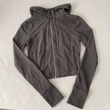 Lululemon Define Cropped Jacket Size 2 Graphite Grey Nulu Mesh Hooded